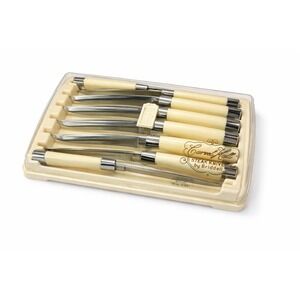 Vintage Carvel Hall Fine Cutlery By Briddell 8 LSG Steak Knives Ivory with Case